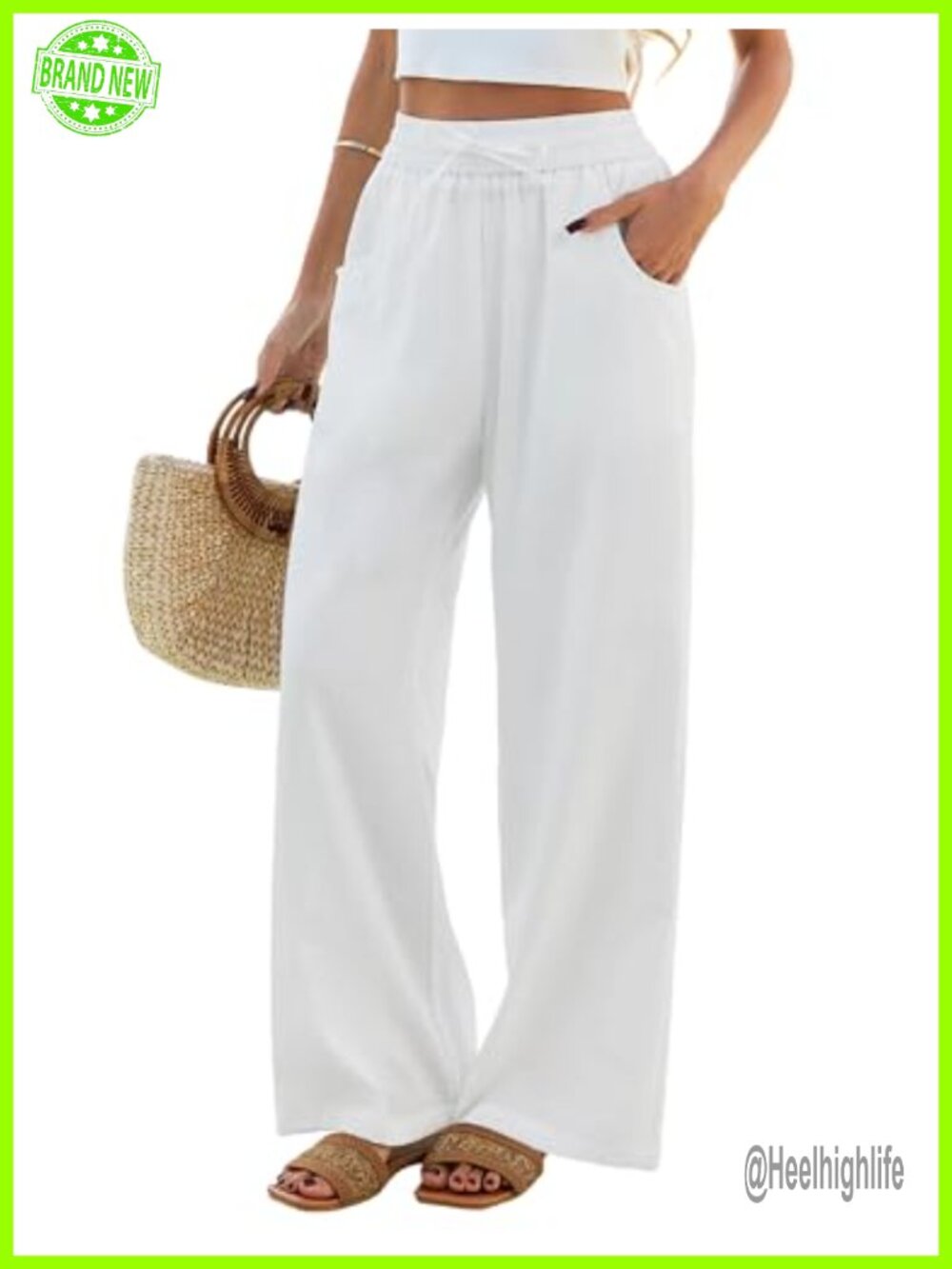 Flowy Wide Leg Palazzo Pants Drawstring Waist Casual Summer Trousers